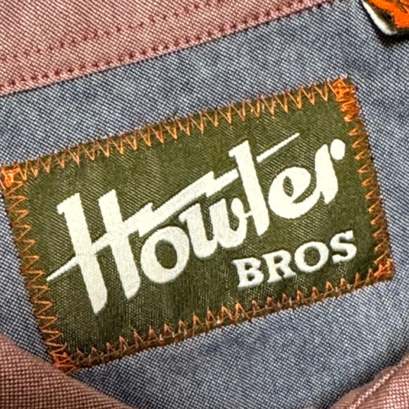 HOWLER BROS Men's Mansfield Shirt Mauve Short Sleeve Shirt Cotton‎ Blend Size XL - Picture 2 of 16